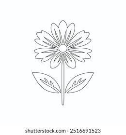 Eine Linie Zeichnung von Blumenvektor, Botanische Kunst. Handgezeichnete durchgehende Linienzeichnung von abstrakter Blume, Blumensatz, Illustration, Design. Gliederungszeichnung. Einfache Cartoon flachen Stil, lineare Skizze
