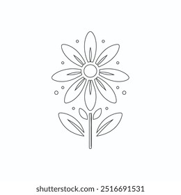 Eine Linie Zeichnung von Blumenvektor, Botanische Kunst. Handgezeichnete durchgehende Linienzeichnung von abstrakter Blume, Blumensatz, Illustration, Design. Gliederungszeichnung. Einfache Cartoon flachen Stil, lineare Skizze