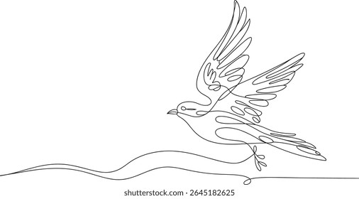 One Line Drawing of a Flying Bird – Minimalist Continuous Line Art