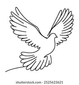 one line drawing flying dove bird animal vector illustration template design