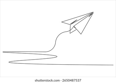 Um desenho de linha de ilustração plano de papel voador sobre fundo branco limpo em estilo mínimo