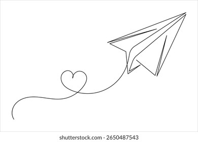 Um desenho de linha de ilustração plano de papel voador sobre fundo branco limpo em estilo mínimo