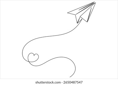 Um desenho de linha de ilustração plano de papel voador sobre fundo branco limpo em estilo mínimo