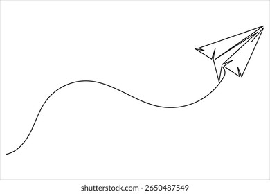 Um desenho de linha de ilustração plano de papel voador sobre fundo branco limpo em estilo mínimo