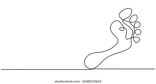 One line drawing of a Footprints, Ecological Footprint Continuous Line Editable Icon, Human foot print continuous one line drawing, Footprint - Environment Thin Line Icon, Foot Print Drawing