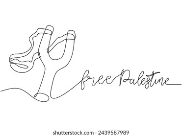 One line drawing of free Palestine solidarity with slingshot