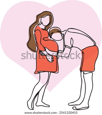 one line drawing of future parents