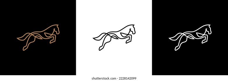one line drawing or geometric Horse logo. Black and white vector illustration. Concept for logo, card, banner, poster, flyer