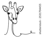 one line drawing giraffe head wild animal vector illustration template design
