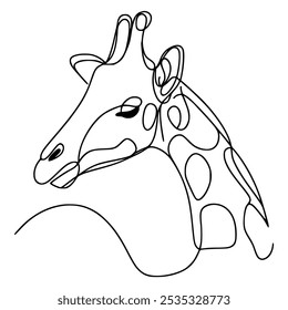 desenho de uma linha girafa cabeça animal bonito vetor ilustração modelo design