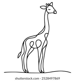 one line drawing giraffe wild animal vector illustration template design