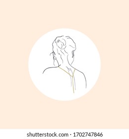 A one line drawing, girl faceline. Social media icon. Design for print, card, poster