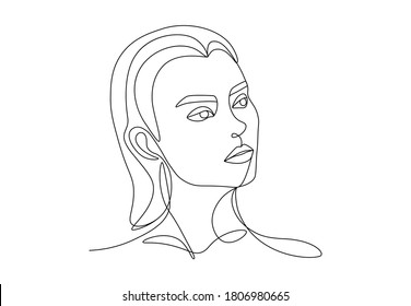 One Line Drawing Girls Face Portrait Stock Vector (Royalty Free ...