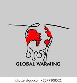 Un dibujo de una línea del calentamiento global