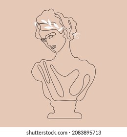 One line drawing  Greece mythology statues  Rome ancient goddess sculpture  Modern single line art  aesthetic continious contour  Perfect for home decor posters  wall art  tote bag  t  shirt print 