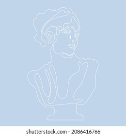 One line drawing. Greece mythology statues. Rome ancient goddess sculpture. Modern single line art, aesthetic continious contour. Perfect for home decor posters, wall art, tote bag, t-shirt print.