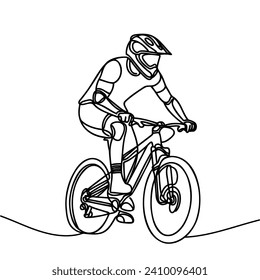 Eine Zeichnung eines Mannes auf einem Fahrrad. Vektorgrafik