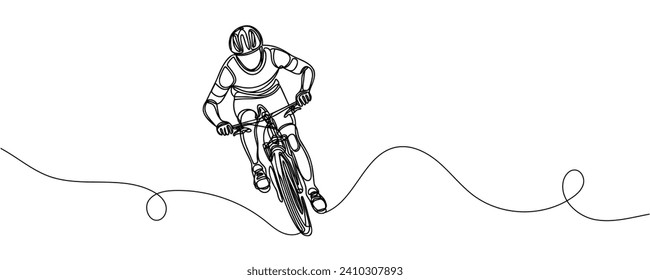 Eine Zeichnung eines Mannes auf einem Fahrrad. Vektorgrafik