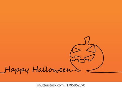 One line drawing of Halloween Pumpkin