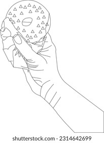 one line drawing and hand drawn outline vector on white background