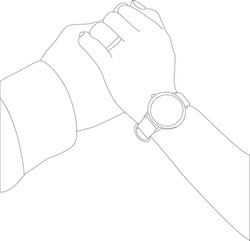 One Line Drawing Hand Holding Smart Watch