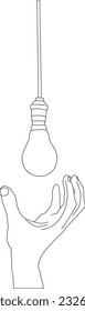 One line drawing hand holding and outline vector on white background