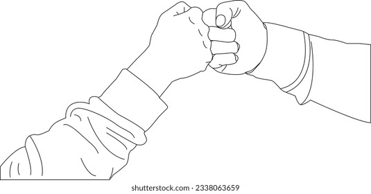 One line drawing hand holding and outline vector on white background