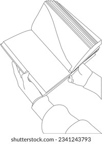 one line drawing hand holding book
