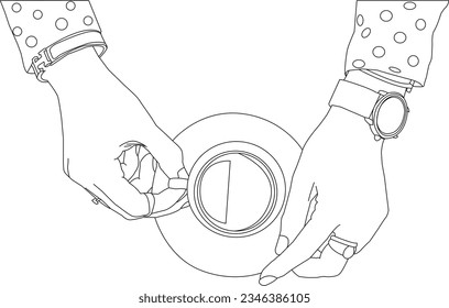 one line drawing hand holding coffee mug