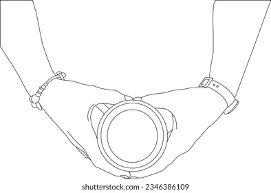 one line drawing hand holding coffee mug