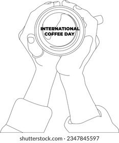 one line drawing hand holding coffee mug