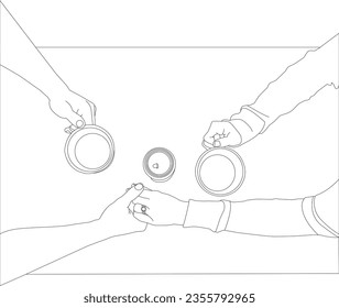 one line drawing hand holding with coffee cup