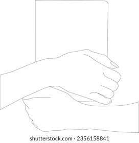 one line drawing hand holding book the white background