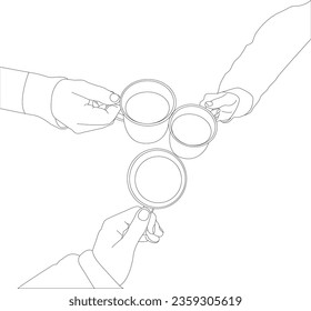 one line drawing hand holding coffee cup