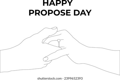 one line drawing hand holding propose day ring