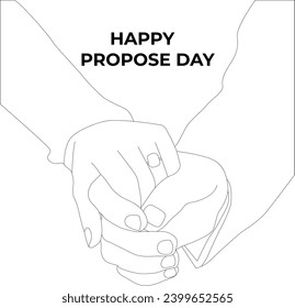 one line drawing hand holding propose day ring