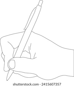 one line drawing hand holding pen vector