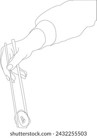 one line drawing hand holding chopstick