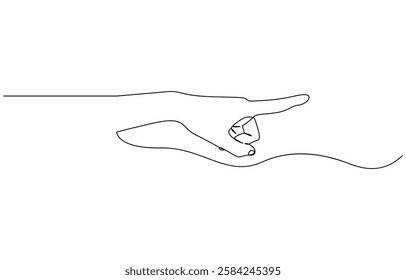 One line drawing hand pointing gesture. Finger instruction concept, Continuous line drawing of hand finger pointing up. One line concept of people showing something on presentation or rise hand.