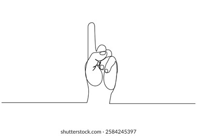 One line drawing hand pointing gesture. Finger instruction concept, Continuous line drawing of hand finger pointing up. One line concept of people showing something on presentation or rise hand.