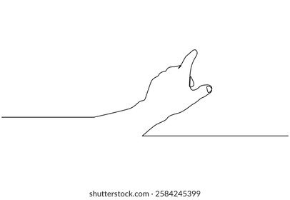 One line drawing hand pointing gesture. Finger instruction concept, Continuous line drawing of hand finger pointing up. One line concept of people showing something on presentation or rise hand.