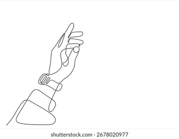 One line drawing hand pointing gesture. Finger instruction concept, Hand human with Pointing finger, continuous one line drawing.Hand drawn one line vector. Editable stroke