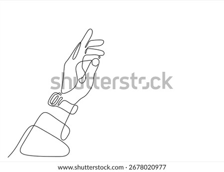 One line drawing hand pointing gesture. Finger instruction concept, Hand human with Pointing finger, continuous one line drawing.Hand drawn one line vector. Editable stroke