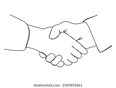 One line drawing handshake vector illustration.