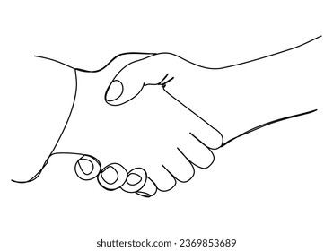One line drawing handshake vector illustration.