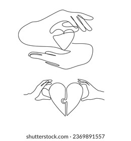 One line drawing. Happy friendly family.
Fashionable couple style.