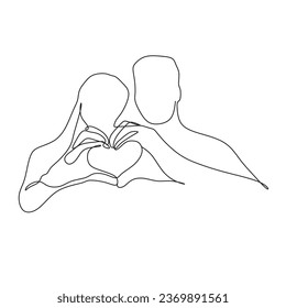 One line drawing. Happy friendly family.
Fashionable couple style.