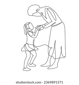 One line drawing. Happy friendly family.
Fashionable couple style.