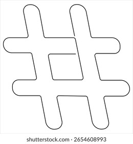 Desenho de uma linha de símbolo Hashtag minimalista contínuo vetor de arte de linha para mídia social e conteúdo digital