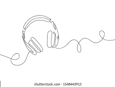 One Line Drawing Headphone Speaker Device Stock Vector (Royalty Free ...